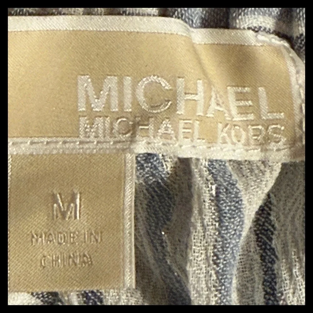 NWT MICHAEL KORS Chambray Off The Shoulder Jumpsuit/Romper‎ Wide Leg Medium